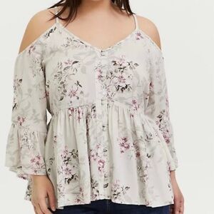 Torrid Floral Cold Shoulder Blouse
